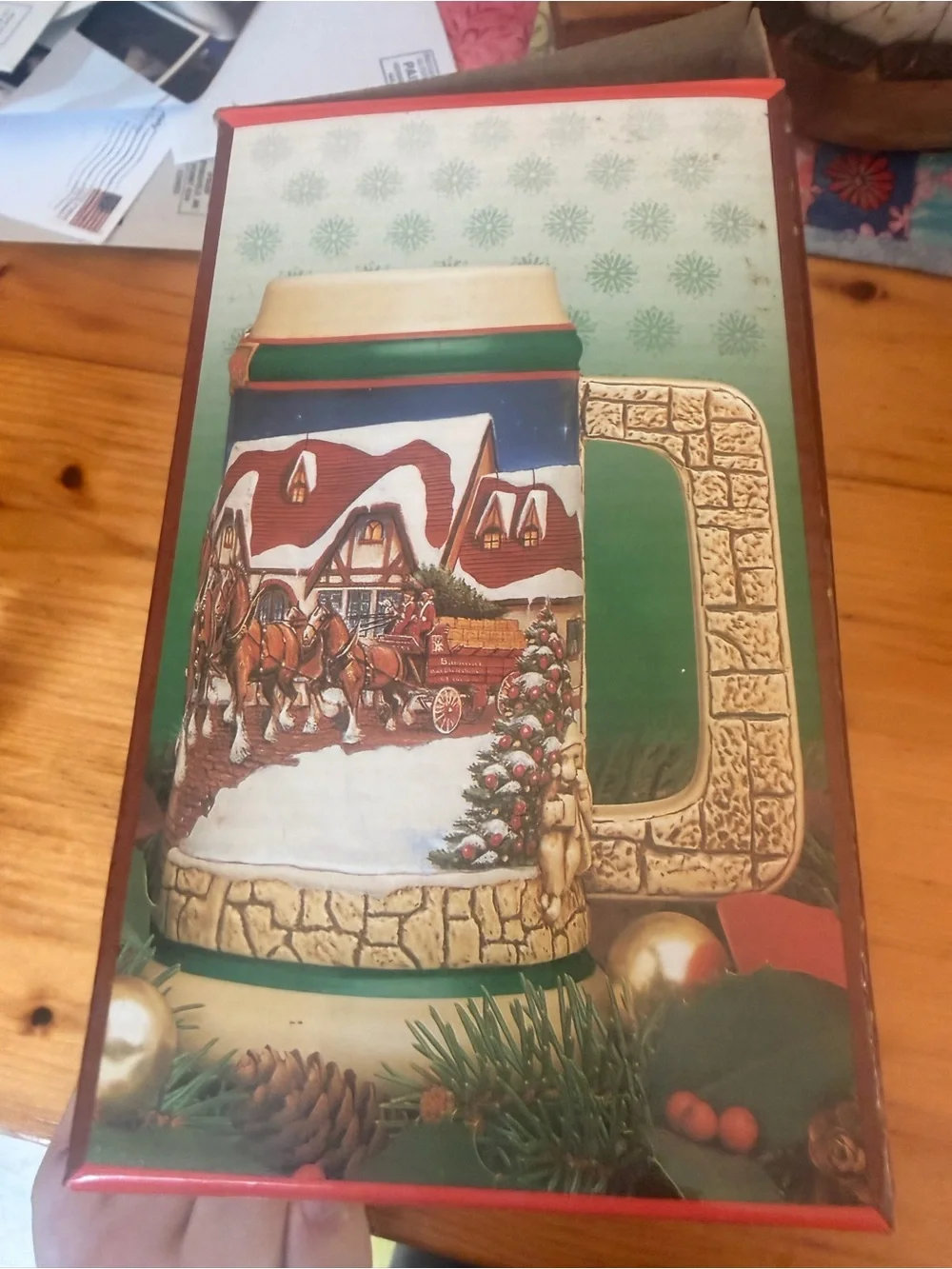 Budweiser Holiday Stein Series 1998 Collector Poster — Red, Green, Cream
